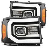 AlphaRex 07-13 GMC 1500HD PRO-Series Proj Headlights Plank Style Gloss Blk w/Activ Light/Seq Signal thumbnail 2