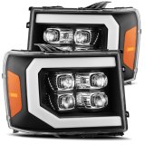 AlphaRex 07-13 GMC 1500HD NOVA LED Proj Headlights Plank - Jet Black w/Activ Light/Seq Signal/DRL thumbnail 1