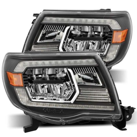 AlphaRex 05-11 Toyota Tacoma LUXX Crystal Headlights Plank Style Design Black w/Activation Light/DRL thumbnail 2