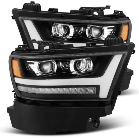 AlphaRex 19-20 Dodge Ram 1500 LUXX LED Proj Headlights Plnk Style Black w/Activ Light/Seq Signal/DRL thumbnail 3