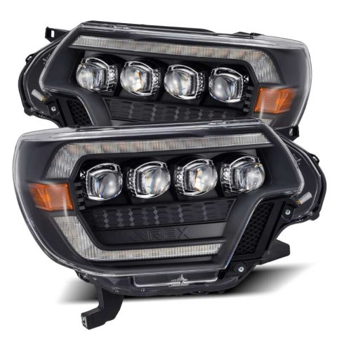 AlphaRex 12-15 Toyota Tacoma NOVA LED Proj Headlights Plank Style Black w/Activ Light/Seq Signal/DRL thumbnail 1