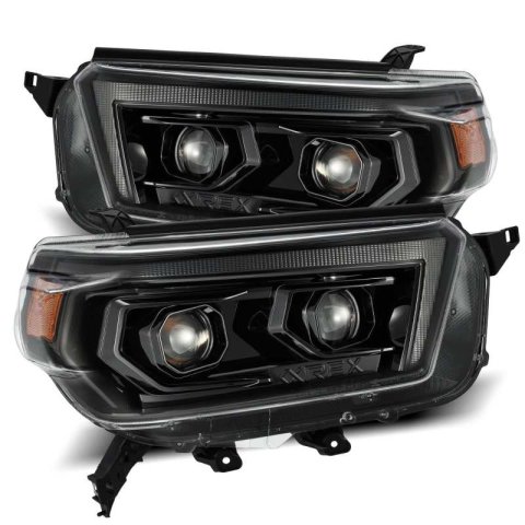 AlphaRex 10-13 Toyota 4Runner PRO-Series Proj Headlights Plank Style Alpha Blk w/Seq Signal/DRL thumbnail 1