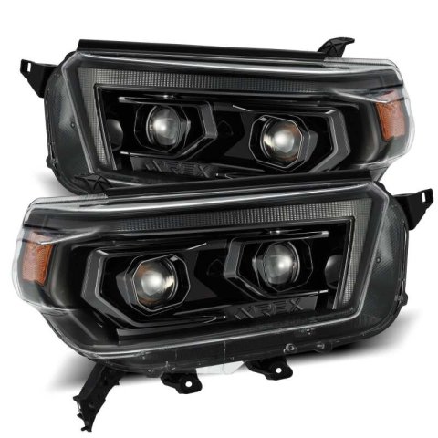 AlphaRex 10-13 Toyota 4Runner PRO-Series Proj Headlights Plank Style Alpha Blk w/Seq Signal/DRL thumbnail 2