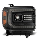AlphaRex 14-18 GMC Sierra LUXX LED Proj Headlights Plnk Style Alpha Blk w/Activ Light/Seq Signal/DRL thumbnail 1