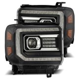 AlphaRex 14-18 GMC Sierra LUXX LED Proj Headlights Plank Style Black w/Activ Light/Seq Signal/DRL thumbnail 1