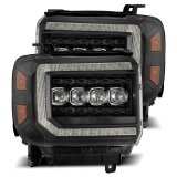 AlphaRex 14-18 GMC Sierra NOVA LED Proj Headlights Plank Style Black w/Activ Light/Seq Signal/DRL thumbnail 1