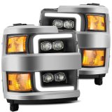 AlphaRex 15-18 Chevy 2500HD NOVA LED Proj Headlights Plank Style Black w/Activ Light/Seq Signal/DRL thumbnail 1