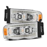 AlphaRex 02-05 Dodge Ram 1500 LUXX LED Proj Headlights Plank Style Chrome w/Activ Light/Seq Signal thumbnail 2