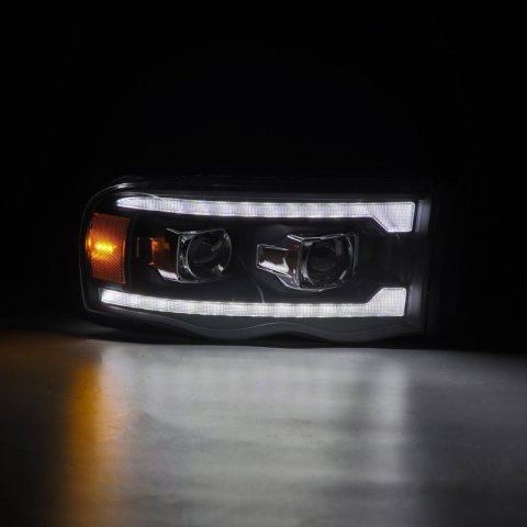AlphaRex 02-05 Dodge Ram 1500 PRO-Series Projector Headlights Plank Style Black w/Seq Signal thumbnail 3