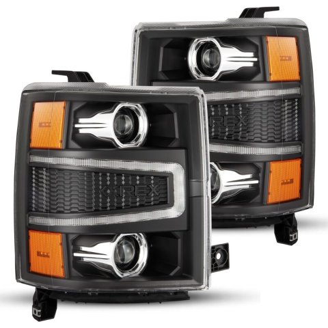 AlphaRex 14-15 Chevy 1500 PRO-Series Projector Headlights Black w/ Sequential Signal & DRL thumbnail 2