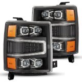 AlphaRex 04-15 Chevy 1500HD NOVA-Series LED Proj Headlights Black w/Activ Light/Seq Signal & SB DRL thumbnail 1