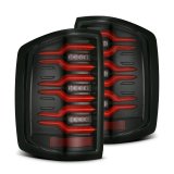 AlphaRex 14-18 Chevy Silverado 1500 Luxx-Series LED Tail Lights Black/Red w/Activ Light/Seq Signal thumbnail 1