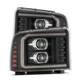AlphaRex 05-07 Ford F250/350/450/550 Super Duty PRO-Series Proj. Headlights Blk w/Seq Sig. + SWB DRL thumbnail 1