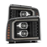 AlphaRex 05-07 Ford F250/350/450/550 Super Duty PRO-Series Proj. Headlights Blk w/Seq Sig. + SWB DRL thumbnail 2