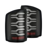 AlphaRex 14-18 GMC Sierra 1500/2500HD/3500HD LUXX-Series LED Tail Lights Blk w/Actv Light & Seq. Sig thumbnail 1