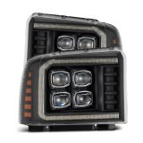 AlphaRex 05-07 Ford F250/350/450/550 Super Duty NOVA LED Proj HL Blk w/Actv Light & Seq Sig + SB DRL thumbnail 1