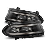 AlphaRex 15-23 Dodge Charger LUXX-Series LED Proj Headlights Black w/Activtn Lgt & Seq.Sig / SB DRL thumbnail 1