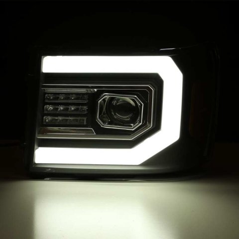 AlphaRex 07-13 GMC Sierra 1500 (No Clsc) LUXX-Series LED Proj HL Jet Blk w/Actv Lgt & Seq.Sig / DRL thumbnail 4