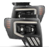 AlphaRex 09-14 Ford F-150 PRO-Series Projector Headlights Plank Style Black w/Activ Light/Seq Signal thumbnail 1