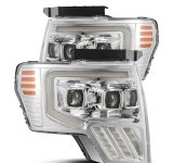 AlphaRex 09-14 Ford F-150 PRO-Series Projector Headlights Plank Style Chrm w/Activ Light/Seq Signal thumbnail 1