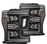 AlphaRex 17-19 Ford F-250/350/450 SD NOVA-Series LED Proj Headlights Bk w/Actv Light SeqSig & SBDRL thumbnail 1