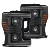 AlphaRex 17-19 Ford F-250/350/450/550 Super Duty LUXX-Series LED Proj Headlights Alpha-Blk SS/SBDRL thumbnail 1