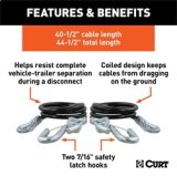 RockJock Curt Towing Safety Cable Kit 44 1/2in Long w/ 2 Snap Hooks 5000lbs 2-Pack thumbnail 5