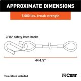 RockJock Curt Towing Safety Cable Kit 44 1/2in Long w/ 2 Snap Hooks 5000lbs 2-Pack thumbnail 8