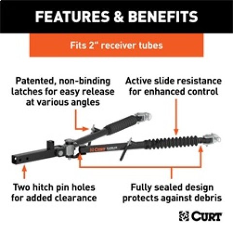 RockJock Curt Rambler Steel RV Tow Bar 7500lbs 2in Shank thumbnail 7