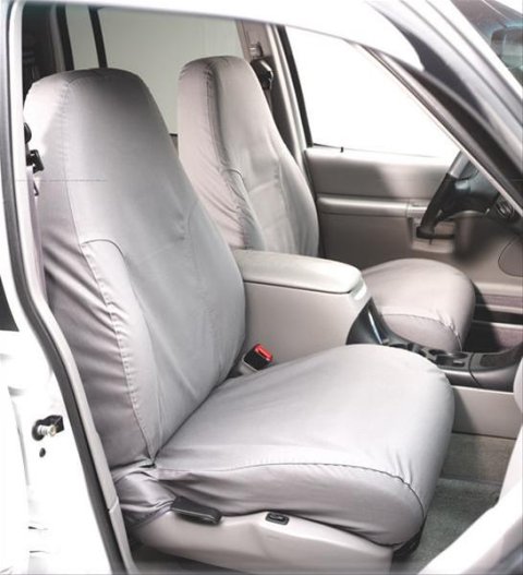 Covercraft 07-12 GMC Sierra Polycotton SeatSaver Custom Front Row Seat Covers - Charcoal thumbnail 1