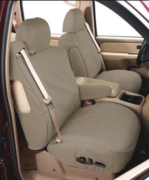 Covercraft 17-19 Chevrolet Silverado Polycotton SeatSaver Custom Front Row Seat Covers - Wet Sand