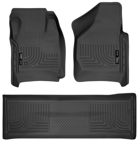 Husky Liners 08-10 Ford SD Crew Cab WeatherBeater Combo Black Floor Liners (w/o Manual Trans Case) thumbnail 1