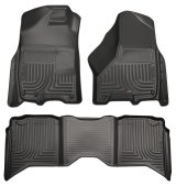 Husky Liners 2012 Dodge Ram 1500/2500 Crew Cab WeatherBeater Combo Black Floor Liners thumbnail 2