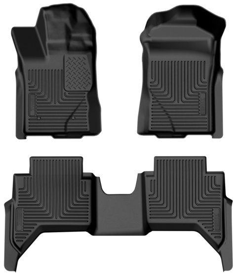 Husky Liners 2024 Ford Ranger CC/SuperCrew Weatherbeater Front & 2nd Seat Floor Liners - Black thumbnail 2