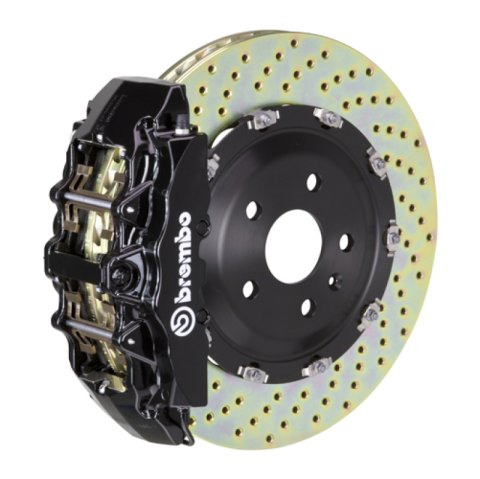 Brembo 20+ Corvette C8/C8 Z51 Front GT BBK 6 Piston Cast 380x34 2pc Rotor Drilled-Black