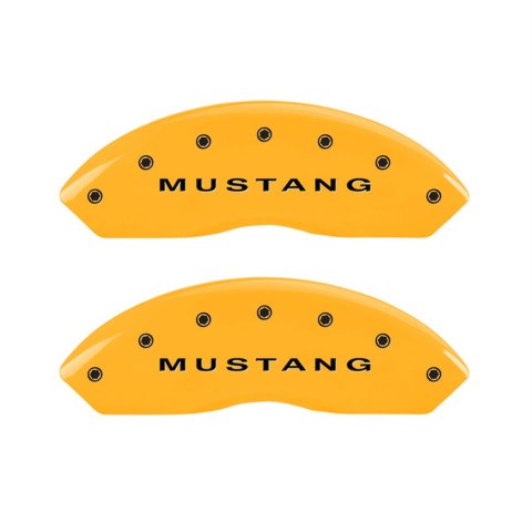 MGP 4 Caliper Covers Engraved Front Mustang - Engraved Rear S197/GT - Yellow Finish Blk Characters