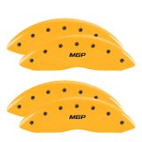 MGP 4 Caliper Covers Engraved Front & Rear Chevrolet 100 Anniversary Logo Black Finish Silver Charac thumbnail 3
