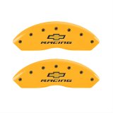MGP 4 Caliper Covers Engraved Front & Rear Chevy Racing Yellow Power Coat Finish Black Characters thumbnail 1