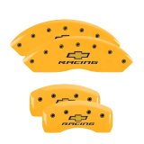 MGP 4 Caliper Covers Engraved Front & Rear Chevy Racing Yellow Power Coat Finish Black Characters thumbnail 3