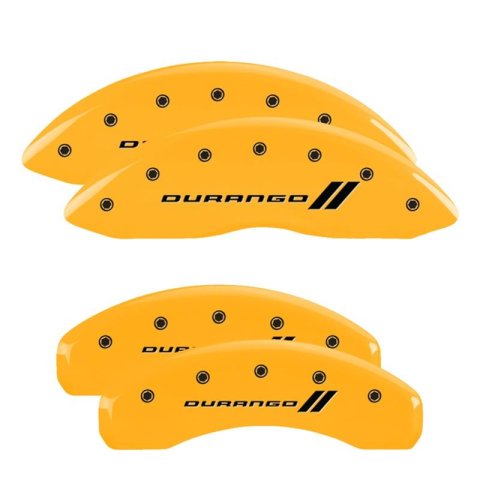 MGP 4 Caliper Covers Engraved Front & Rear 11-18 Dodge Durango Yellow Finish Black Durango II Logo thumbnail 1