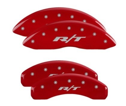 MGP 4 Caliper Covers Engraved Front & Rear 11-18 Dodge Durango Red Finish Silver RT1-Truck Logo thumbnail 4