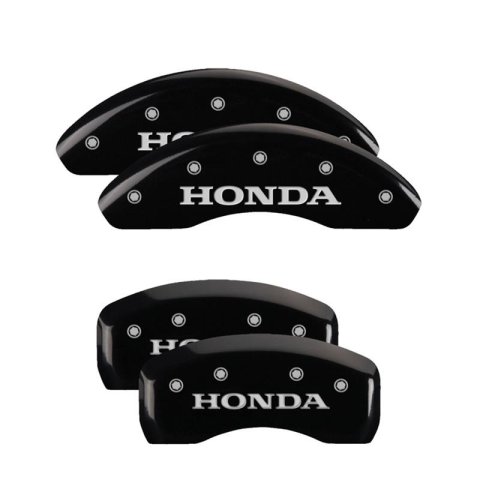 MGP 4 Caliper Covers Engraved Front & Rear Black Power Coat Finish Silver Characters - Honda thumbnail 1