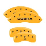MGP 4 Caliper Covers Engraved Front Cobra Rear Snake Yellow Finish Black Char 2003 Ford Mustang thumbnail 3