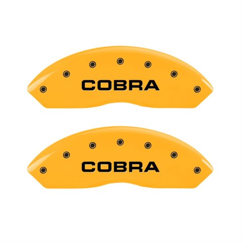 MGP 4 Caliper Covers Engraved Front & Rear Cobra Yellow Finish Black Char 2003 Ford Mustang