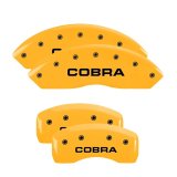 MGP 4 Caliper Covers Engraved Front & Rear Cobra Yellow Finish Black Char 2003 Ford Mustang thumbnail 3