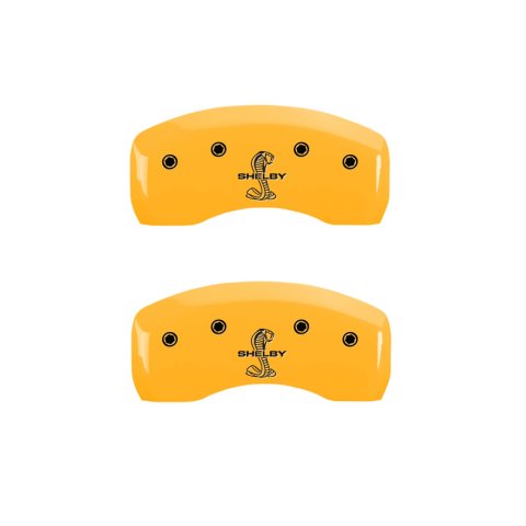 MGP 4 Caliper Covers Engraved Front Shelby Rear Snake Yellow Finish Black Char 2003 Ford Mustang