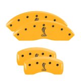 MGP 4 Caliper Covers Engraved Front & Rear Tiffany Snake Yellow Finish Black Char 2004 Ford Mustang thumbnail 4
