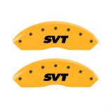 MGP 4 Caliper Covers Engraved Front & Rear SVT Yellow Finish Black Char 2003 Ford Mustang thumbnail 1