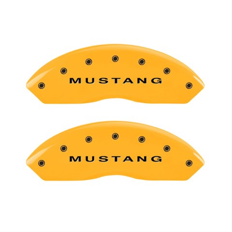 MGP 4 Caliper Covers Engraved Front Mustang Rear Bar & Pony Yellow Finish Blk Char 2006 Ford Mustang