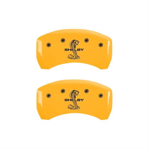 MGP 4 Caliper Covers Engraved Front Shelby Rear Snake Yellow Finish Black Char 2007 Ford Mustang